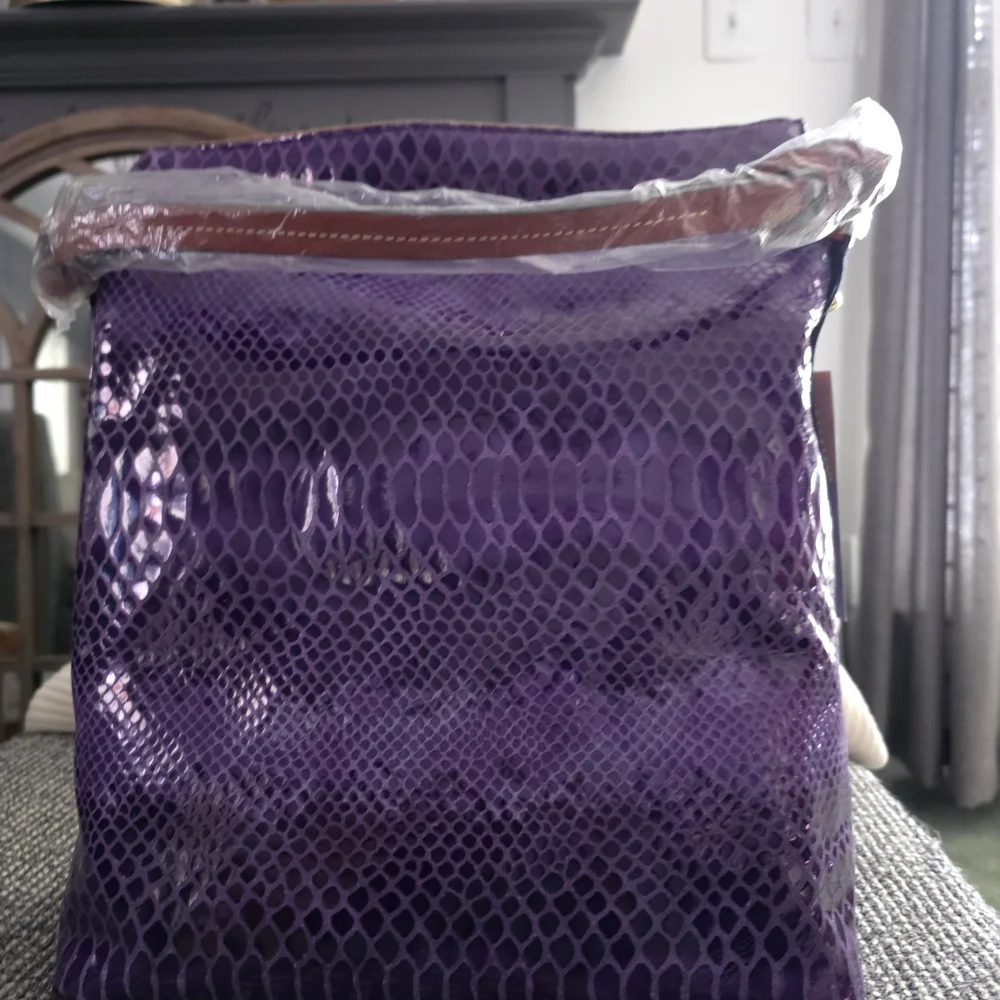 Dooney & Bourke Purple Snake Print Shoulder Bag - Picture 2 of 7